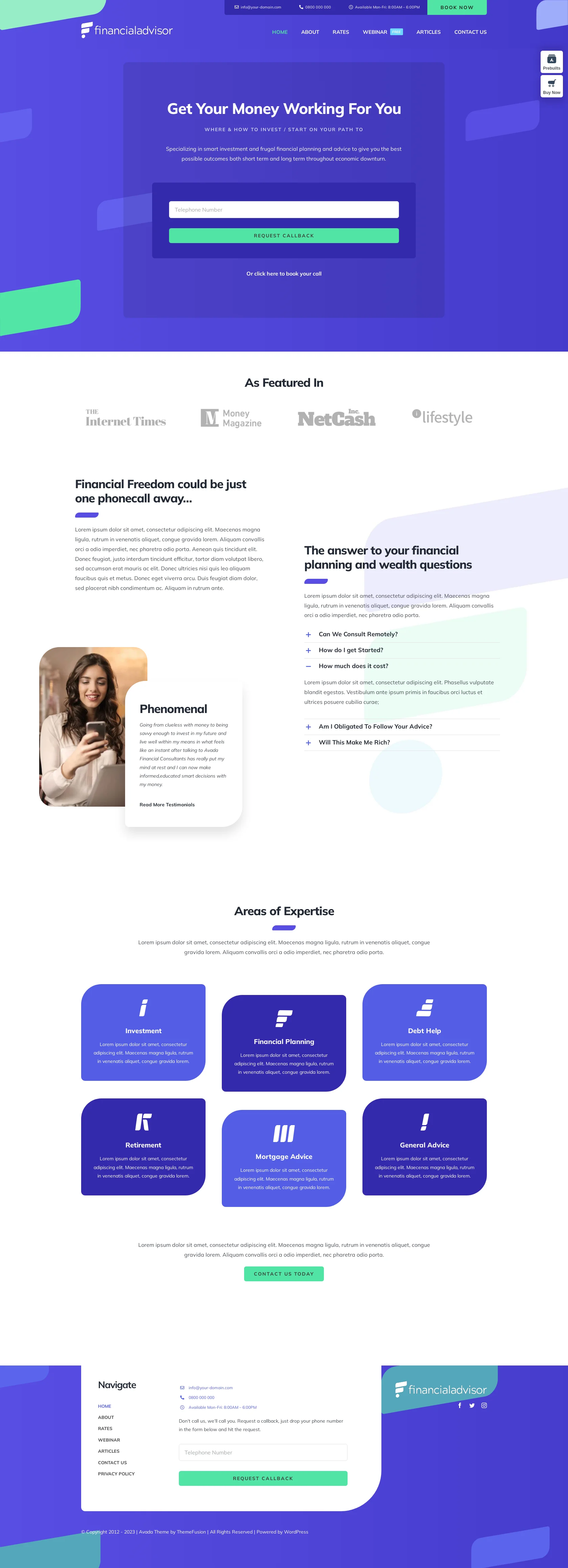 Mẫu giao diện website Trang web cố vấn tài chính Mẫu giao diện website Trang web cố vấn tài chính