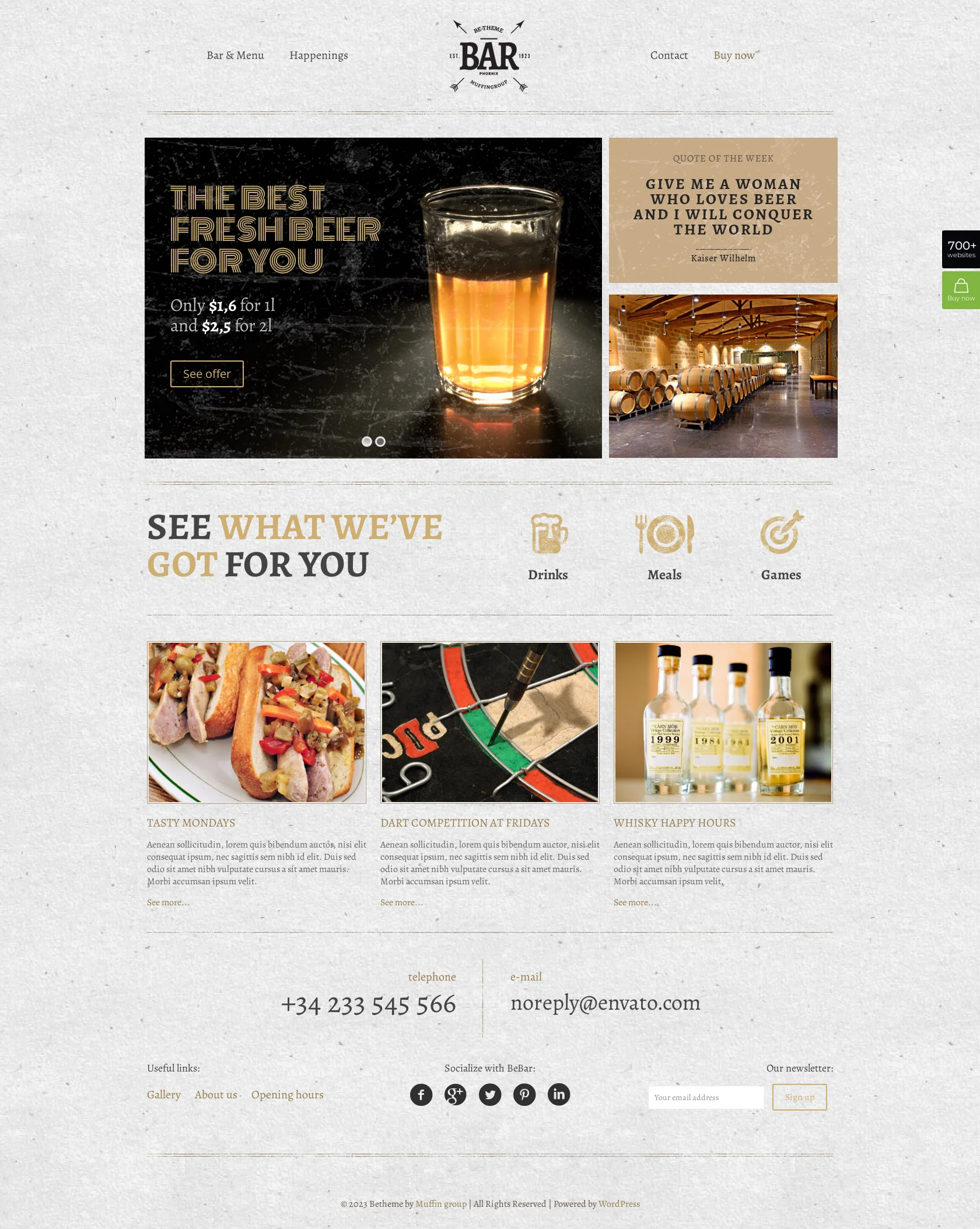 Mẫu giao diện website Quán ba (Bar) Mẫu giao diện website Quán ba (Bar)