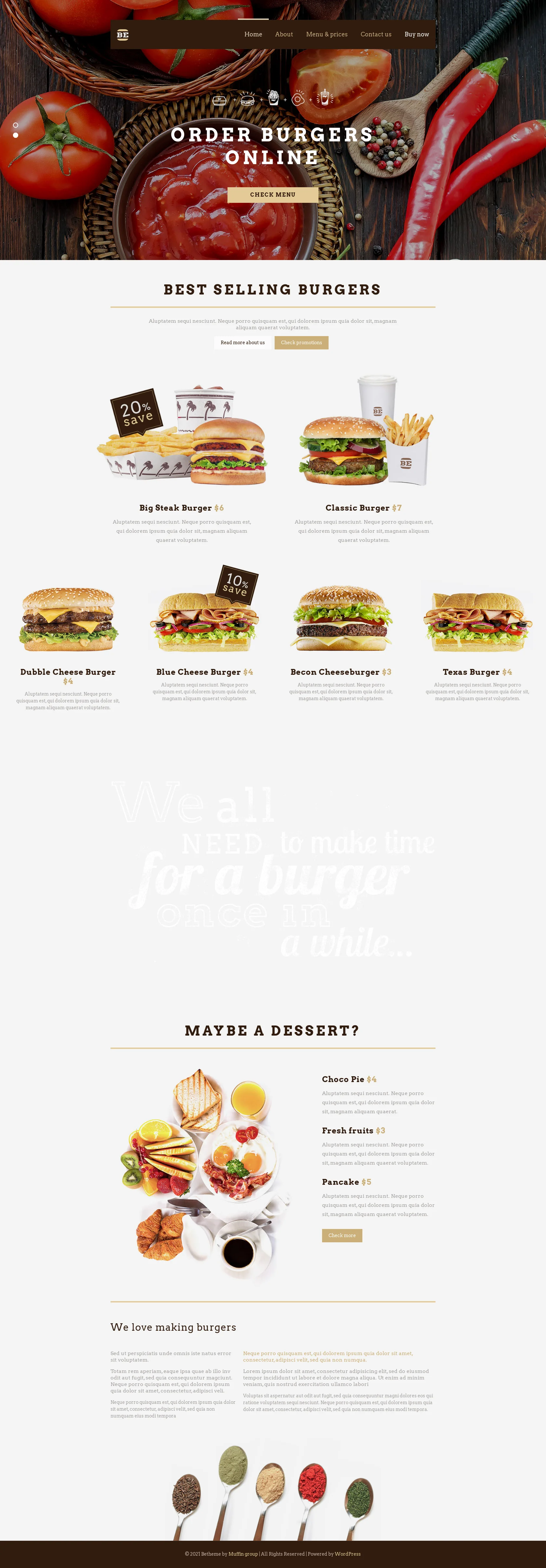 Mẫu giao diện website Burger (Burger) Mẫu giao diện website Burger (Burger)