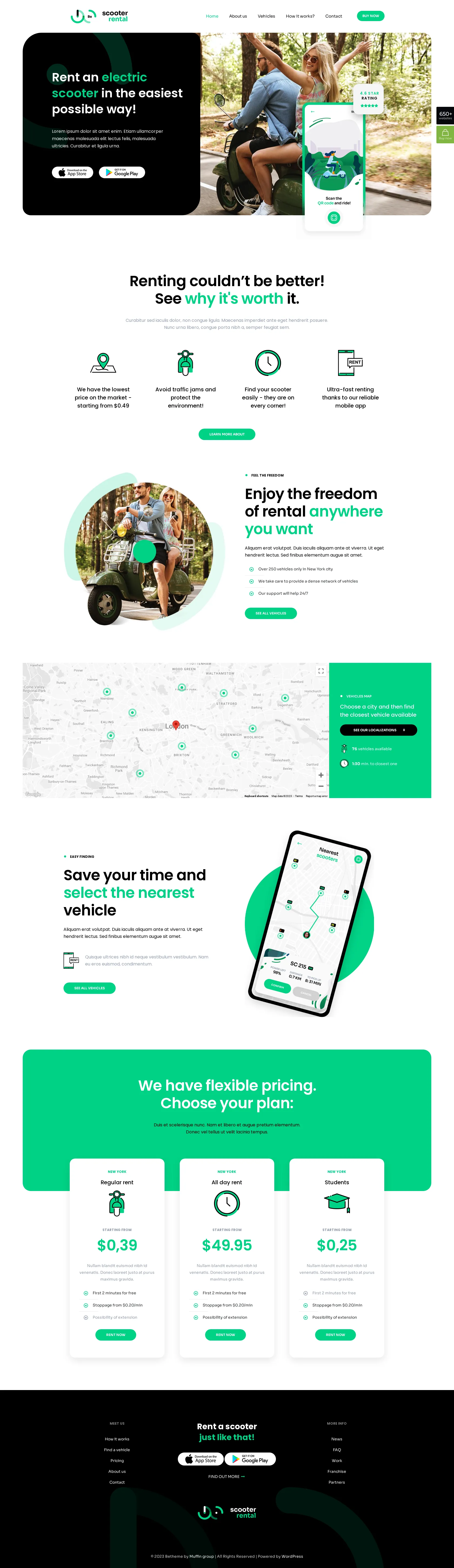 Mẫu giao diện website Cho thuê xe tay ga (Scooter Rental)