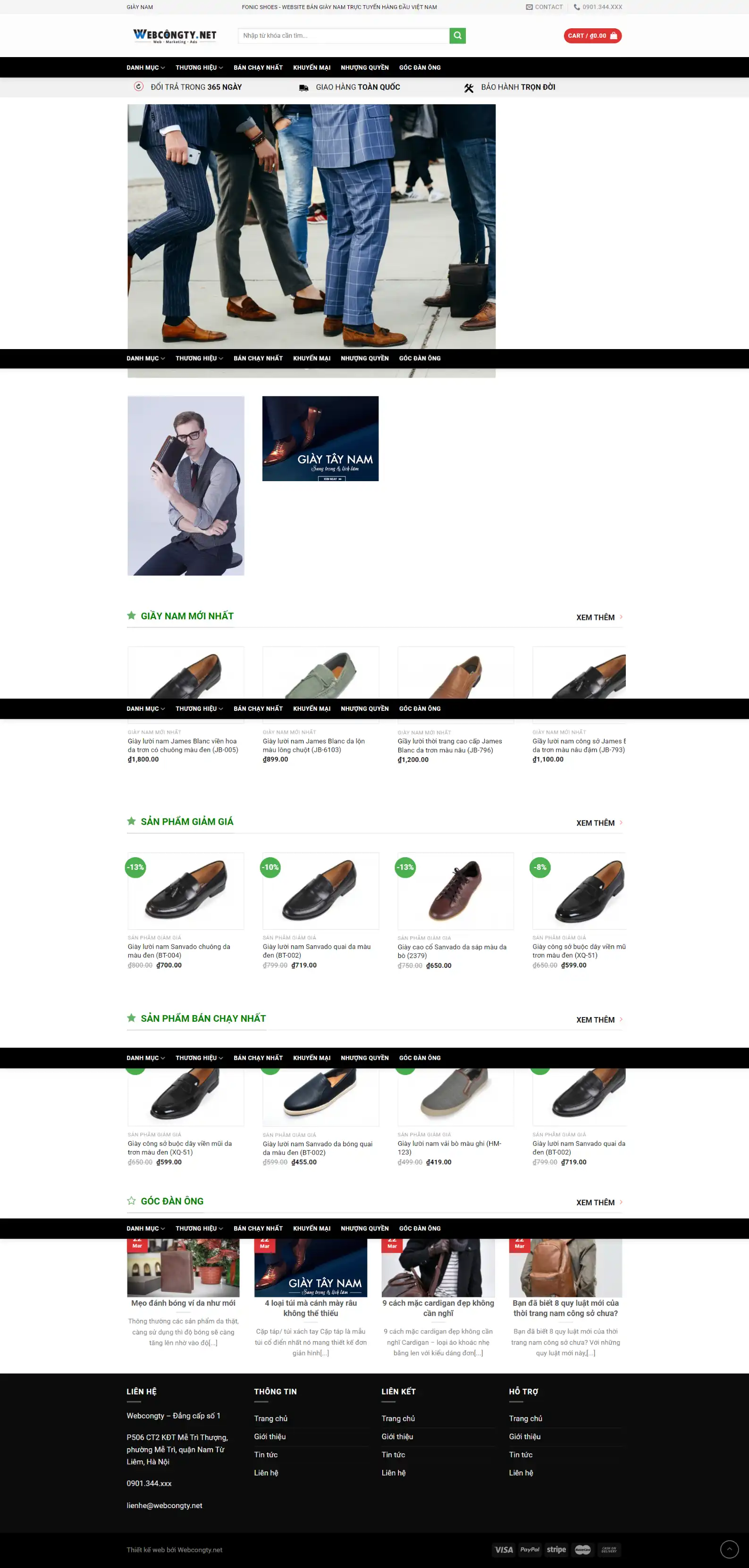 Mẫu Giao Diện Website Bán Giày Nam