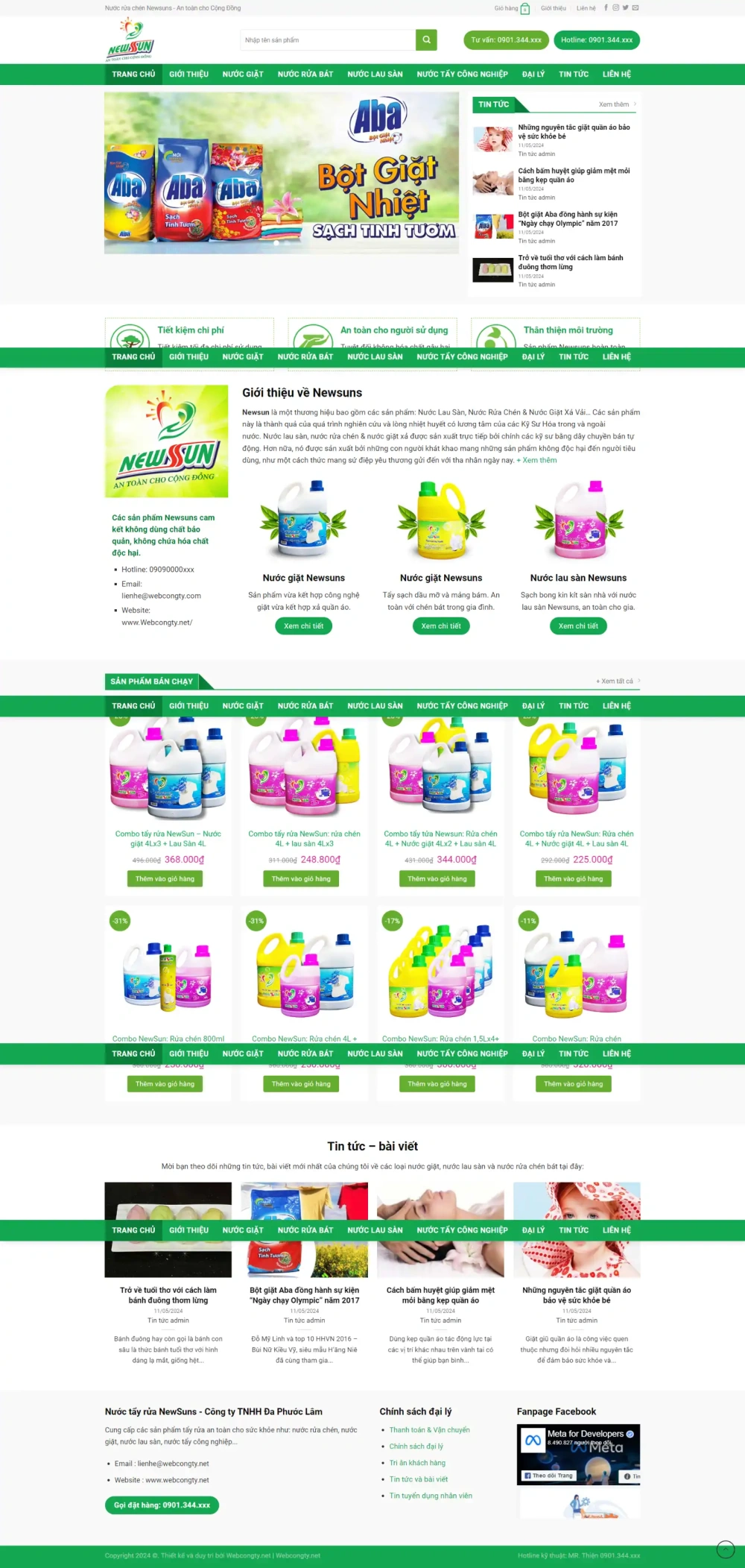 Mẫu Giao Diện Website Bán Nước Giặt đồ
