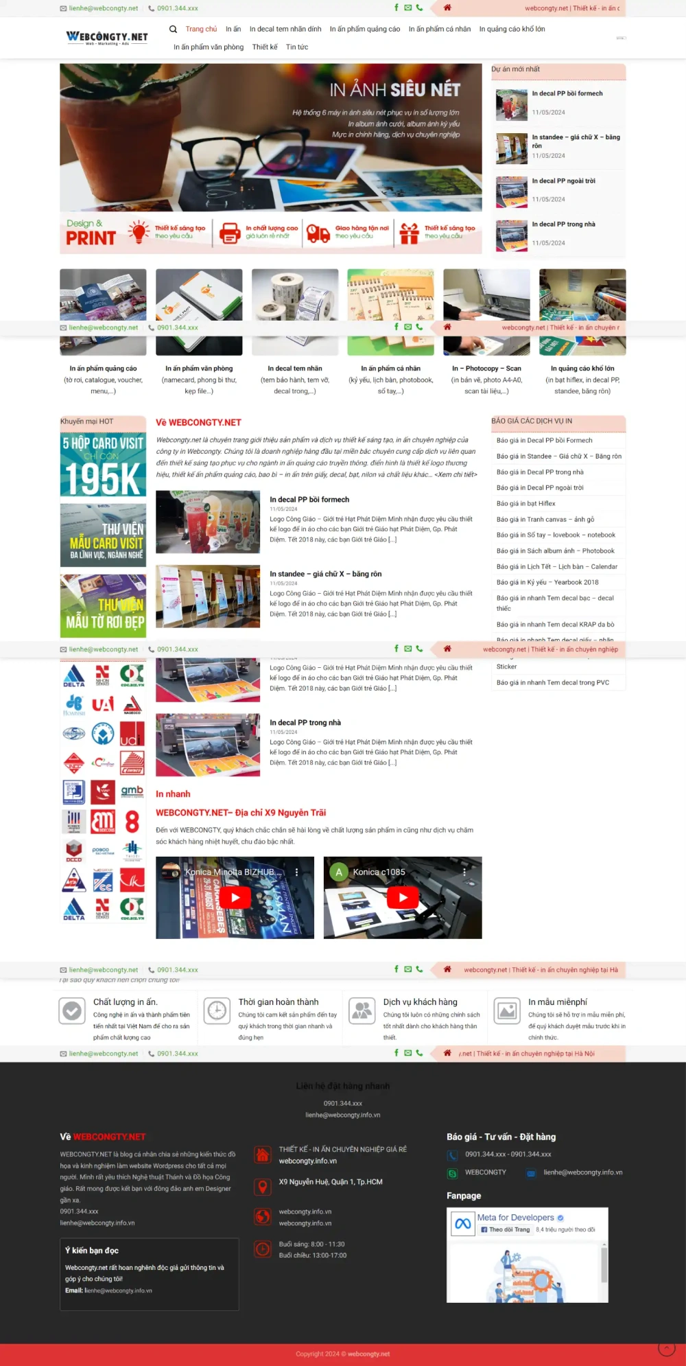 Mẫu Giao Diện Website Dịch Vụ In ấn