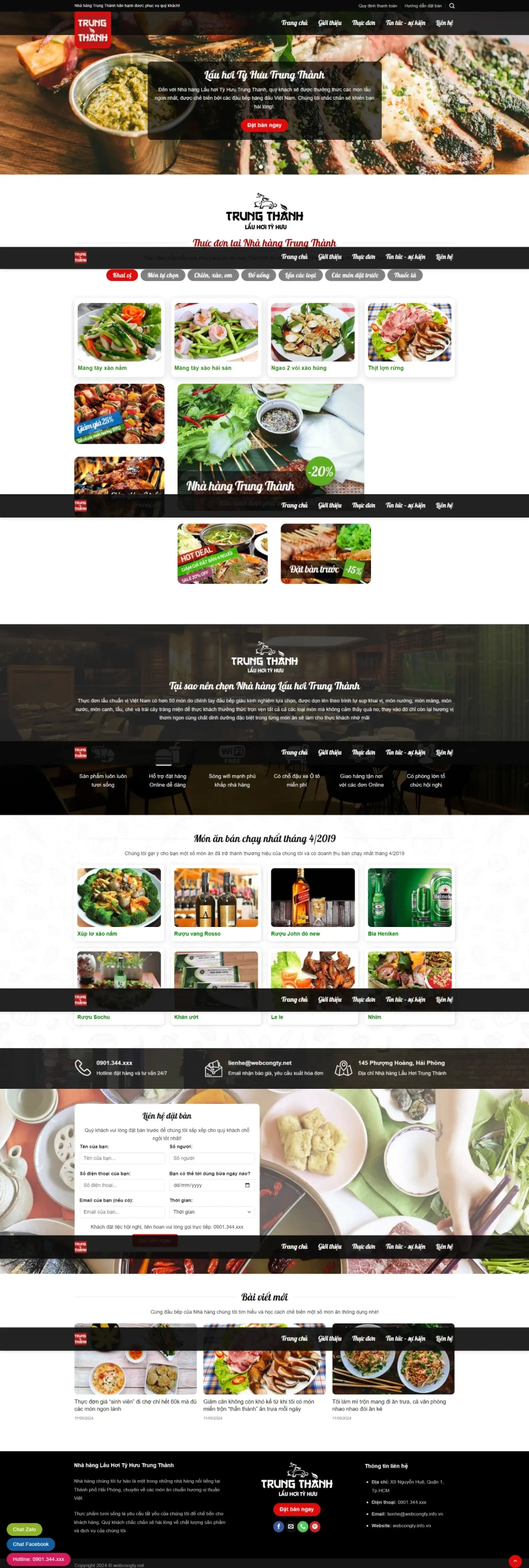 Mẫu Giao Diện Website Nhà Hàng
