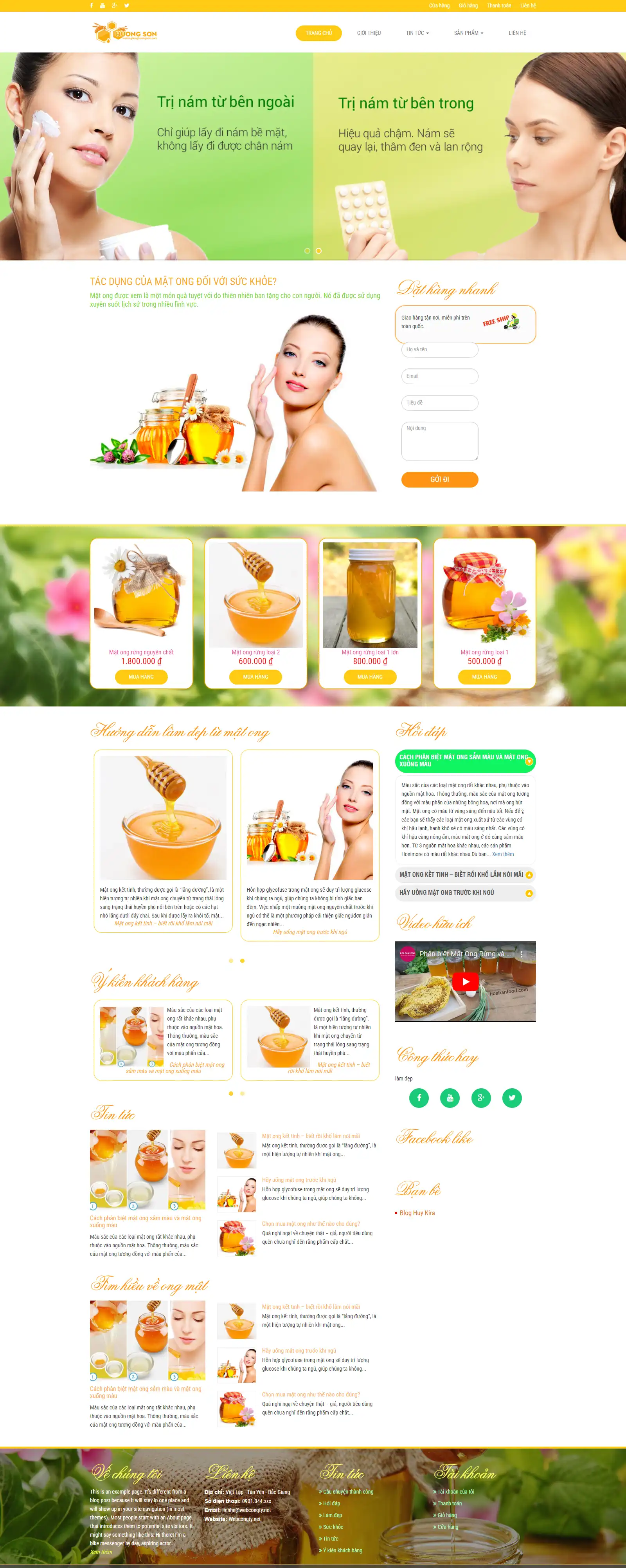 Mẫu Giao Diện Website Bán Mật Ong