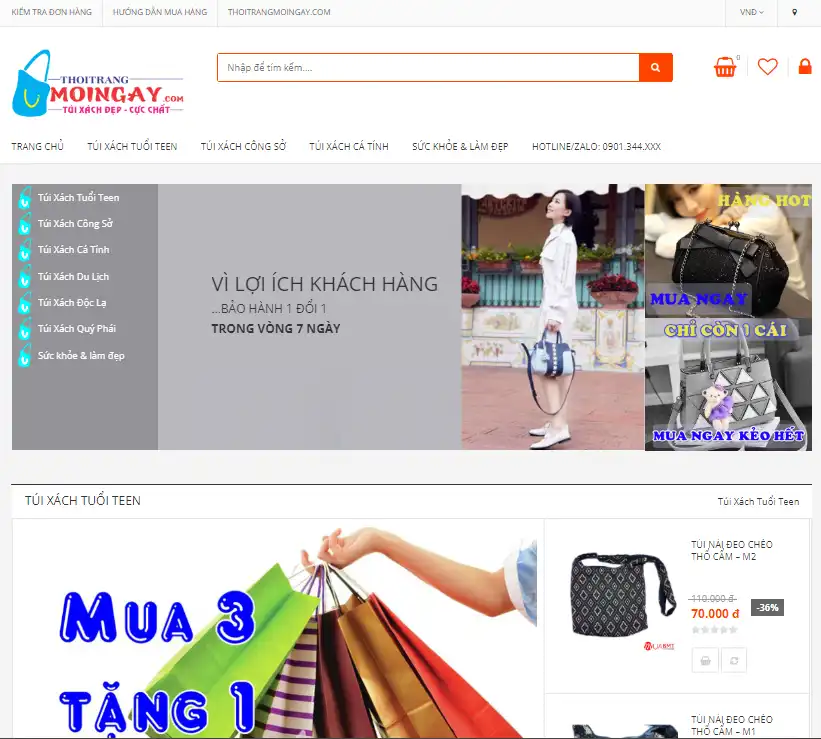 Mẫu Giao Diện Website Bán Túi Xách