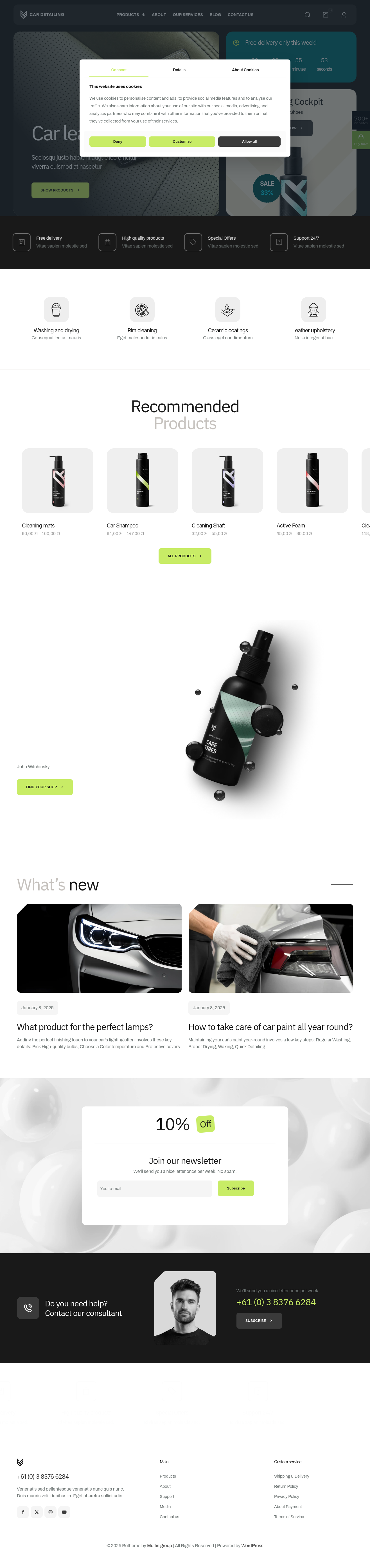 Mẫu giao diện website detailing shop