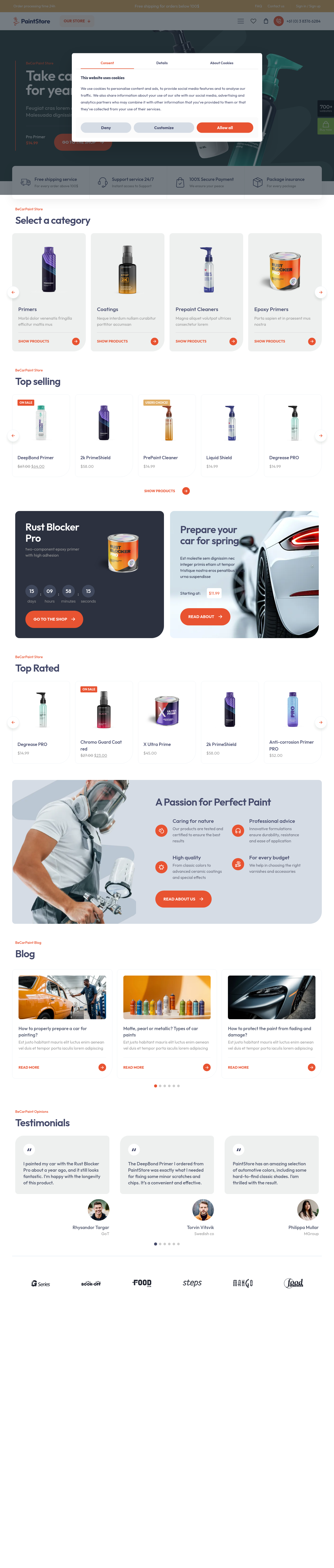 Mẫu giao diện website paint store