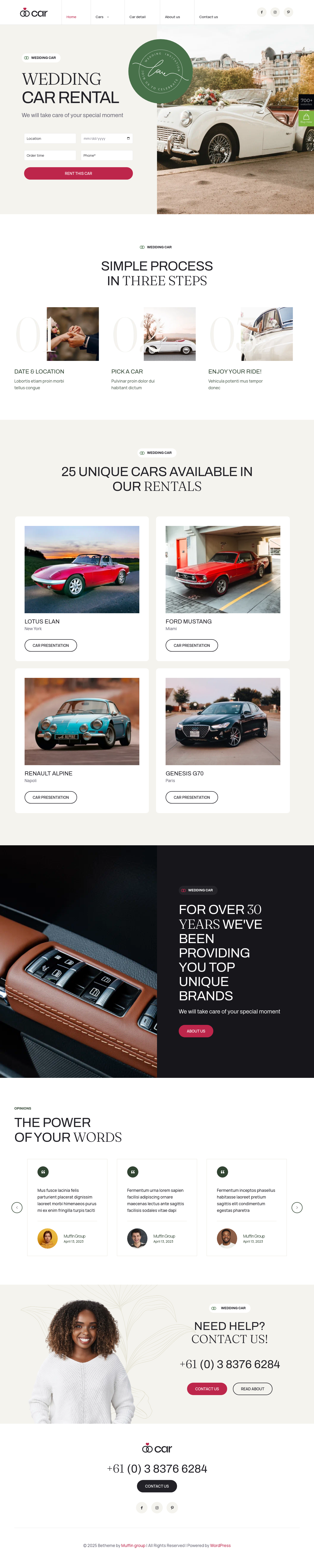 Mẫu giao diện website wedding car